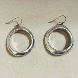 Simon Sebbag Sterling Silver 925 Chunky Hoop Oval Dangle Earrings
